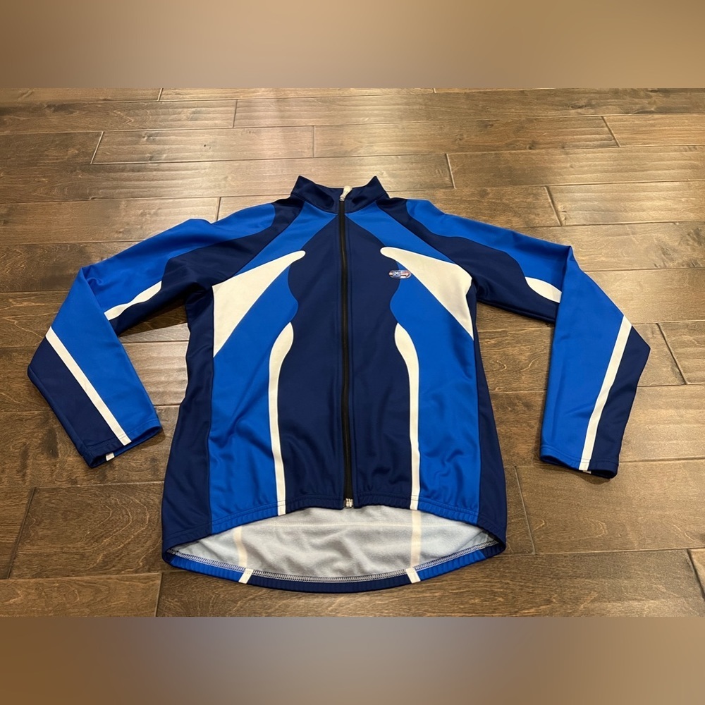 SMS Santini Mens Blue White Full Zip Cycling Jersey Size 4XL 56.